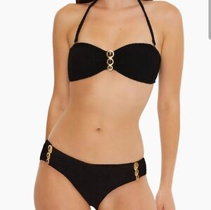 NWOT Trina Turk Black Sands Textured Bandeau Bikini Medium 6